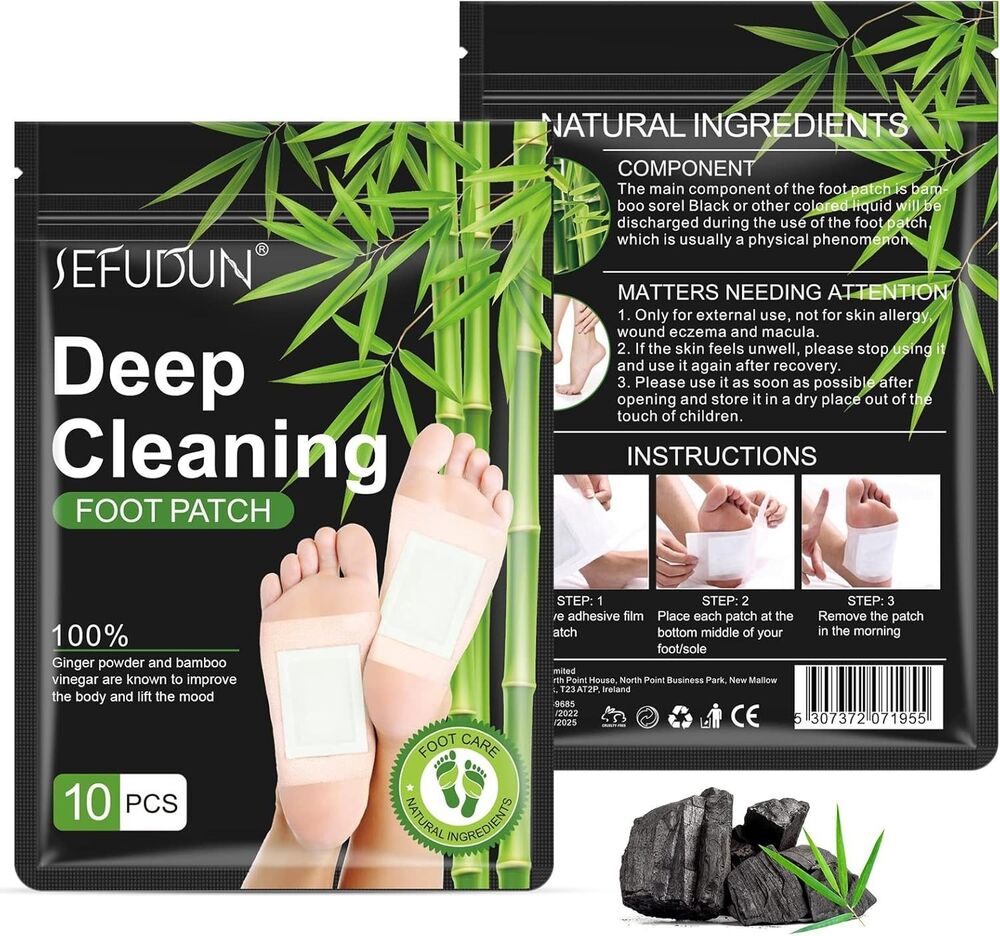 10PCS Foot Pads, Natural Bamboo Vinegar Ginger Powder Foot Pad for Foot Care